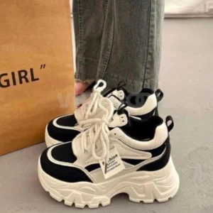 LUCKY STEP Women's Platform Sneakers Rhinestone Fashion